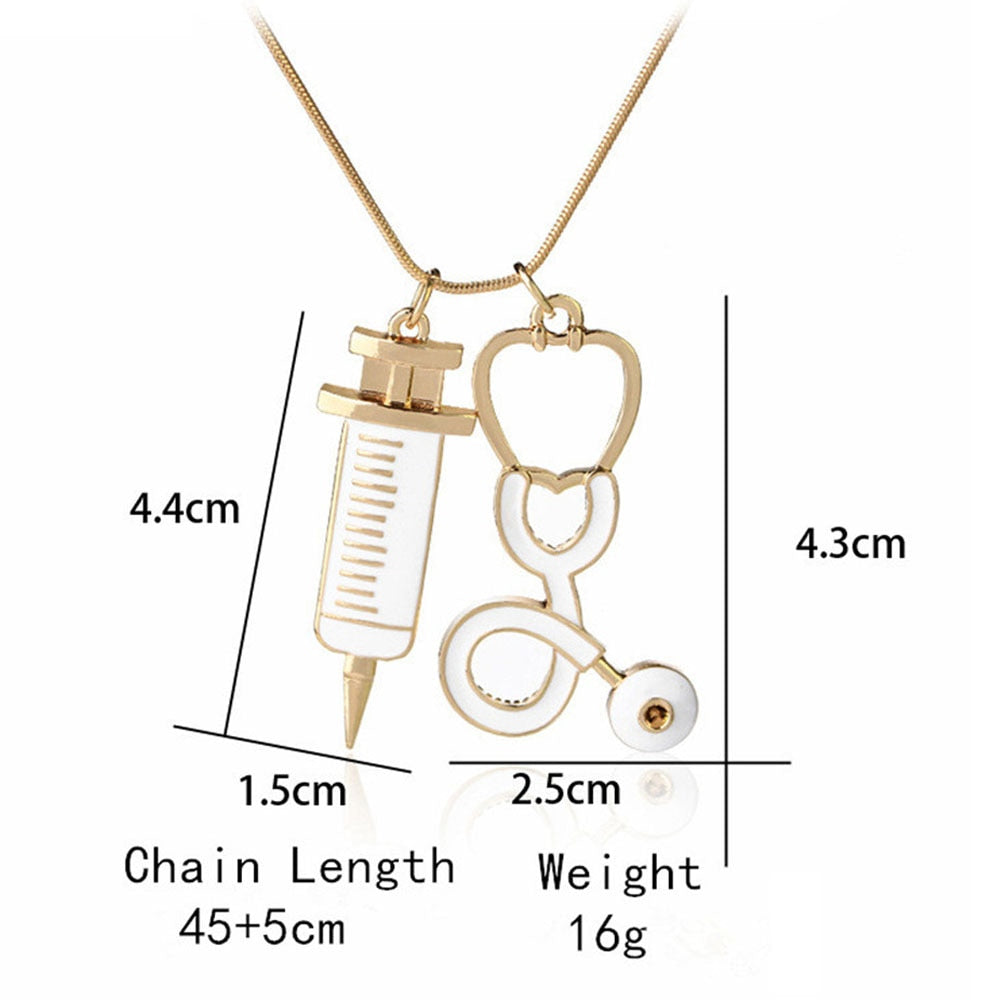 Medical Stethoscope Syringe Hospital Style Pendant Necklace - MERGE.DAY.1.FREESTYLE