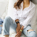S-3XL Spring One Pocket Women White Blouse Female Shirt Tops Long Sleeve - MERGE.DAY.1.FREESTYLE
