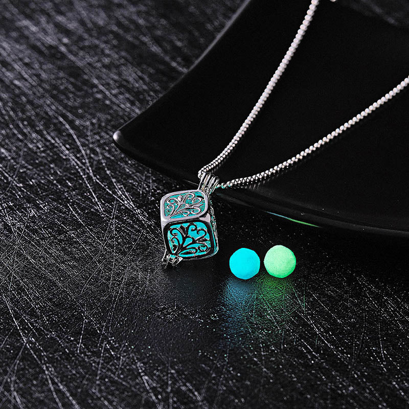 Glow In The Dark Necklace Moon Square Heart Necklaces For Woman Hollow Water Drop Pendant - MERGE.DAY.1.FREESTYLE