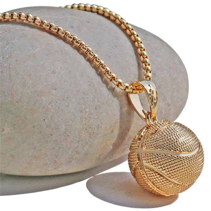 Basketball Necklace Choker Gold Silver Color Ball Shaped Pendant Sports Hip Hop Punk Jewelry - MERGE.DAY.1.FREESTYLE