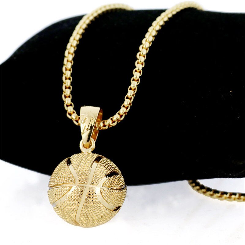Basketball Necklace Choker Gold Silver Color Ball Shaped Pendant Sports Hip Hop Punk Jewelry - MERGE.DAY.1.FREESTYLE