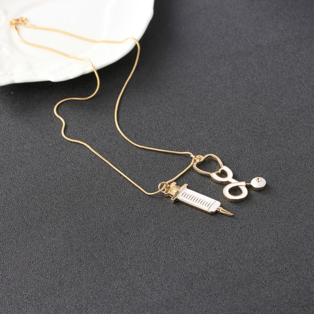 Medical Stethoscope Syringe Hospital Style Pendant Necklace - MERGE.DAY.1.FREESTYLE