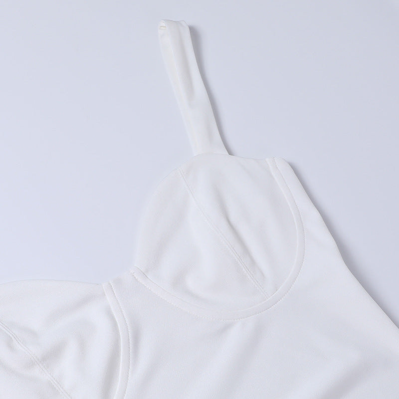 High Split Ankle-length Party Dresses Women Solid White Spaghetti Strap Dress Y2K - MERGE.DAY.1.FREESTYLE