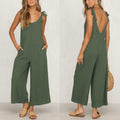 Women Sleeveless Rompers Loose Jumpsuit O Neck Casual Backless Overalls Trousers Wide Leg Pants - MERGE.DAY.1.FREESTYLE