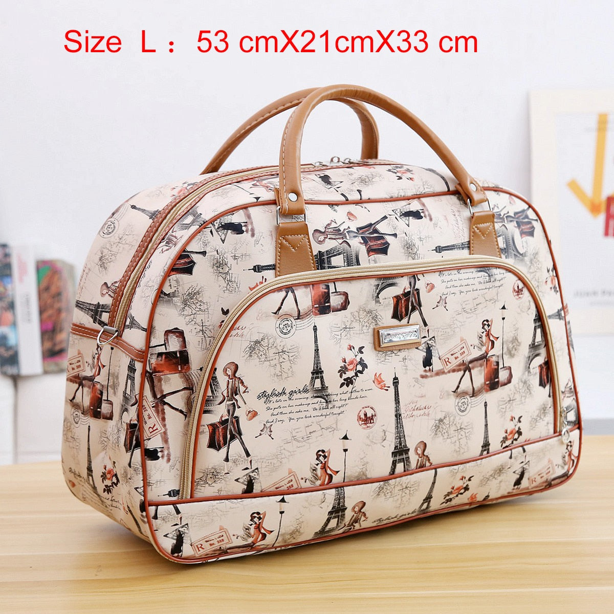 Women Travel Bags PU Leather Large Capacity Waterproof Print Luggage Duffle Bag - MERGE.DAY.1.FREESTYLE