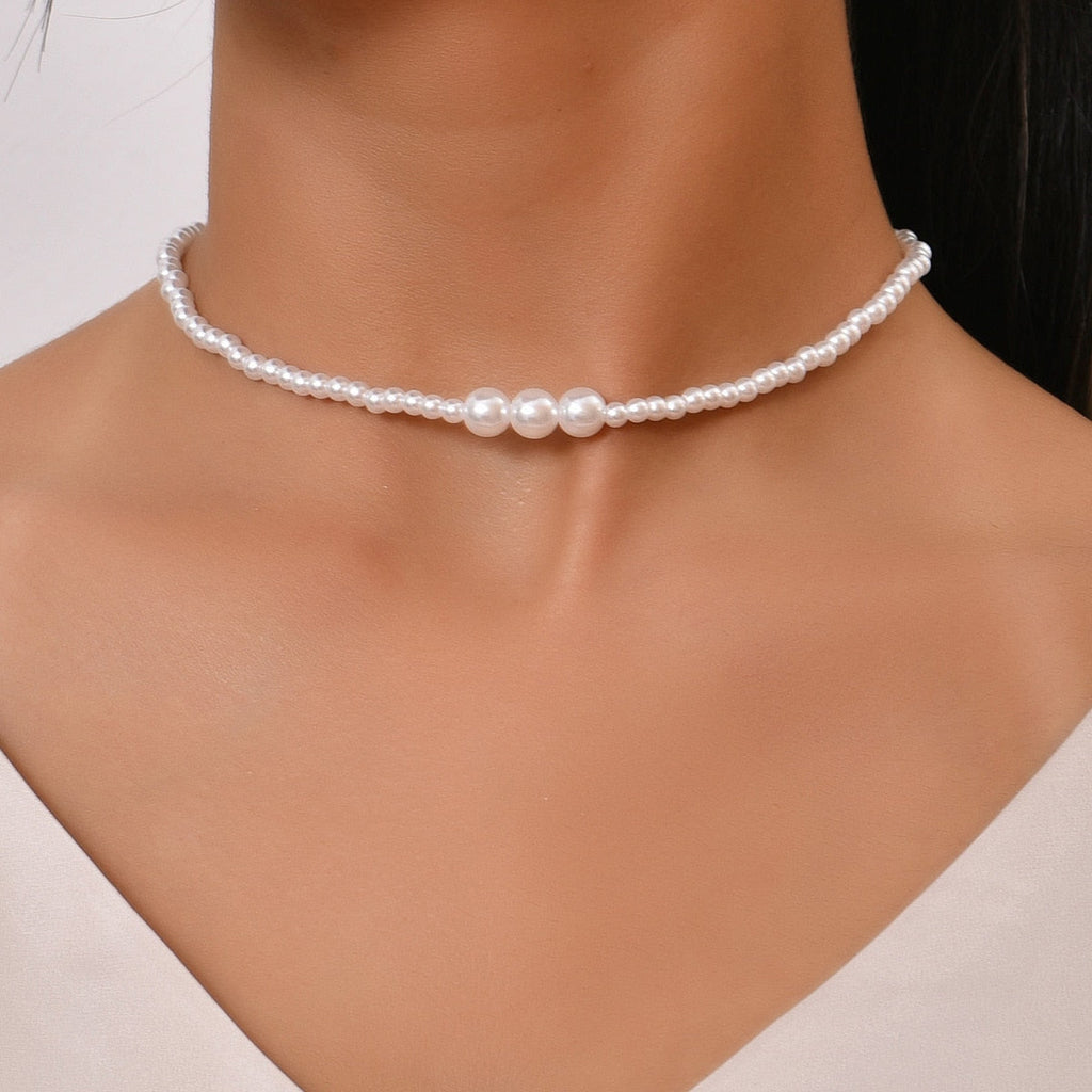 Trend Jewelry Wedding Big Pearl Necklace For Women Fashion White Imitation Pearl Choker - MERGE.DAY.1.FREESTYLE