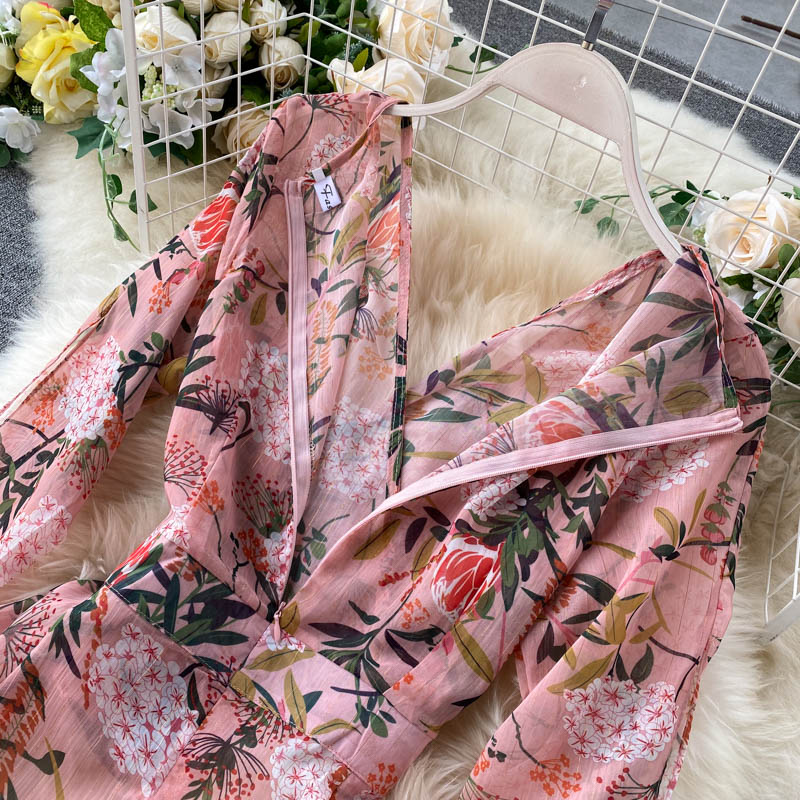 Women Casual Two Piece Set Long Sleeve V Neck Asymmetrical Chiffon Shirt - MERGE.DAY.1.FREESTYLE