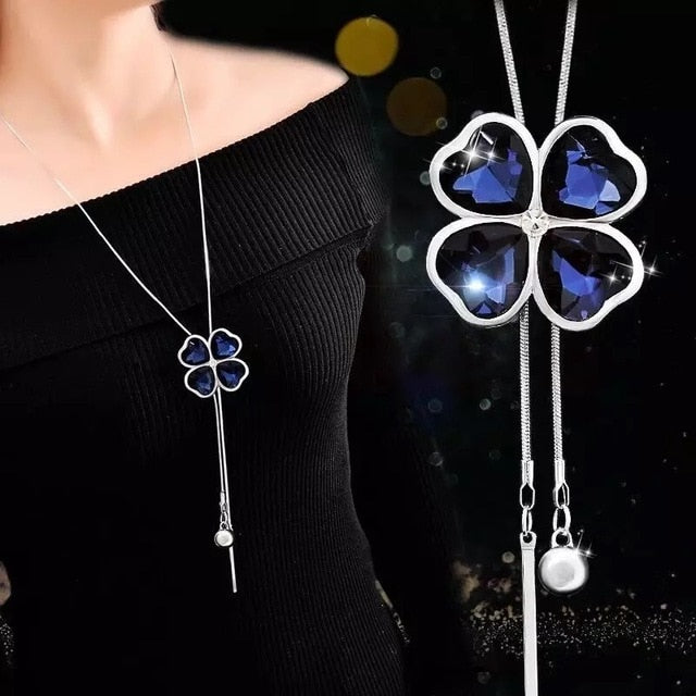 Collier Femme Long Gray Crystal Necklaces & Pendants for Women Round Statement Necklace - MERGE.DAY.1.FREESTYLE