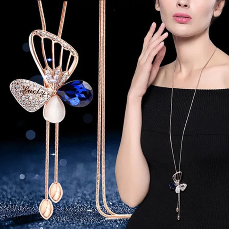 Collier Femme Long Gray Crystal Necklaces & Pendants for Women Round Statement Necklace - MERGE.DAY.1.FREESTYLE