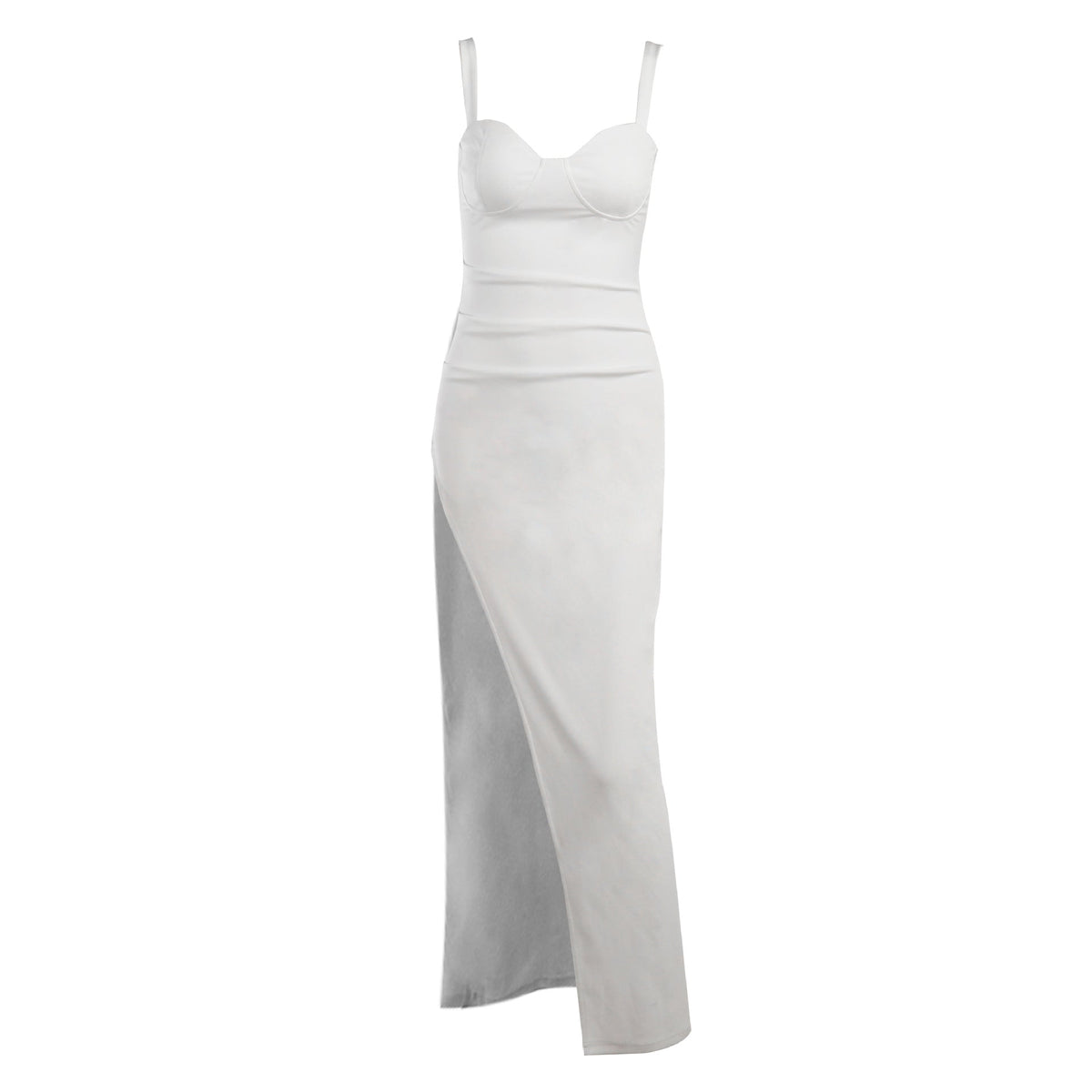 High Split Ankle-length Party Dresses Women Solid White Spaghetti Strap Dress Y2K - MERGE.DAY.1.FREESTYLE