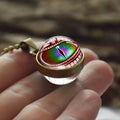 Dragon Eyes Double Side Dome Glass Ball Pendant Bronze Zinc Alloy Necklace Handmade Necklaces - MERGE.DAY.1.FREESTYLE
