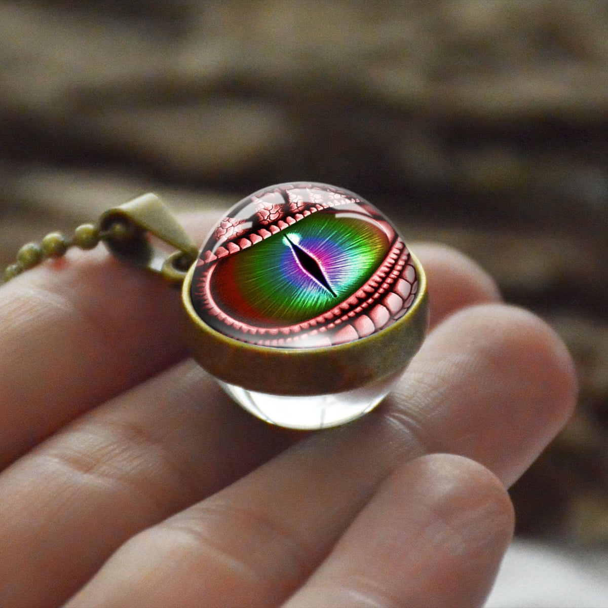 Dragon Eyes Double Side Dome Glass Ball Pendant Bronze Zinc Alloy Necklace Handmade Necklaces - MERGE.DAY.1.FREESTYLE