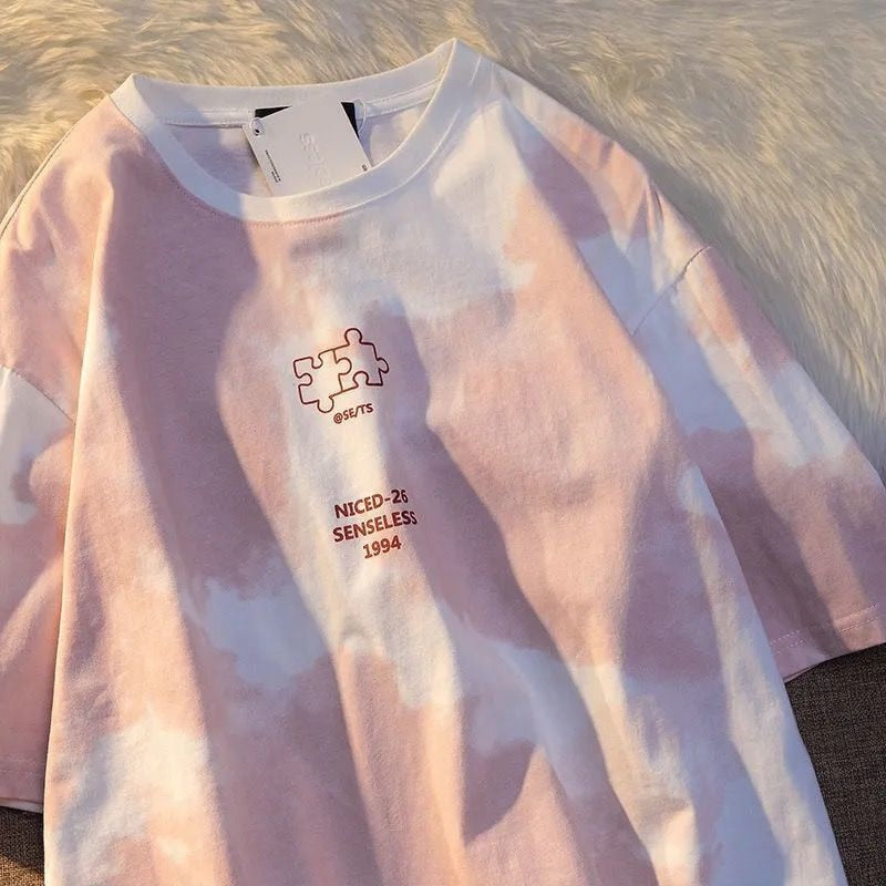 Summer Full Print Cartoon Bear Kawaii Short-Sleeved T-Shirt Loose Harajuku Casual - MERGE.DAY.1.FREESTYLE