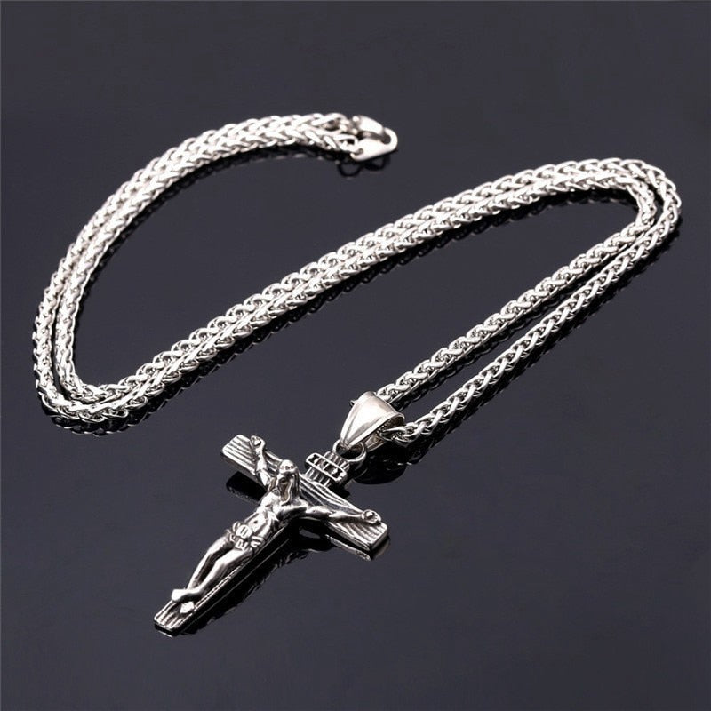 Jesus Cross Necklace for Fashion Gold color Cross Pendent with Chain Necklace Jewelry Gifts - MERGE.DAY.1.FREESTYLE