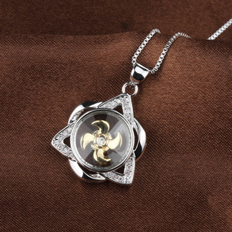 Rotatable Windmill Pendant Necklace AAA Cubic Zirconia Pave Gold Silver Color Crystal Necklace Jewelry - MERGE.DAY.1.FREESTYLE