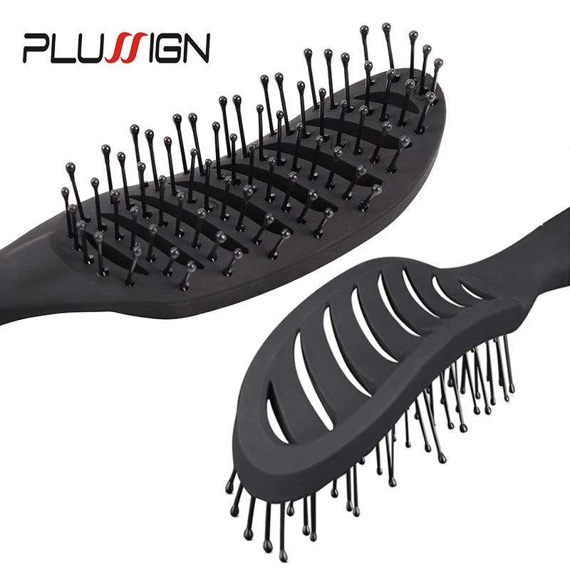 Styling Curly Hair Brush Salon Massager Comb Brush Detangling Drying Brush Anti Static Curved Vent Brush Scalp Massage Comb - MERGE.DAY.1.FREESTYLE