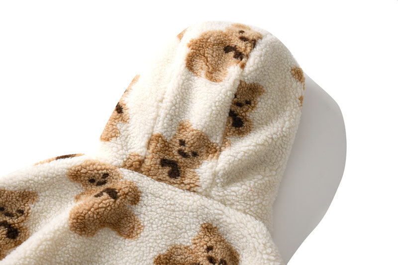Hip Hop Men Women Fashion Bear Print Full Zip Hooded Coat Tops Outwear - MERGE.DAY.1.FREESTYLE