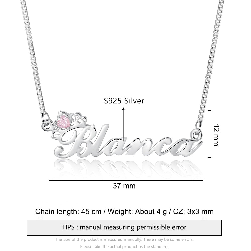 Crown Nameplate with Birthstone Custom Name Letter Necklace - MERGE.DAY.1.FREESTYLE