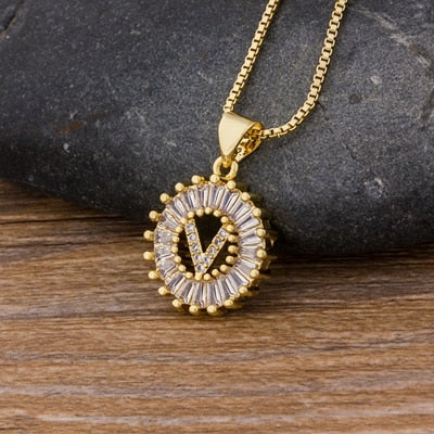 Initial Letter Necklace 26 Letters Charm Gold Name Necklace Pendant - MERGE.DAY.1.FREESTYLE