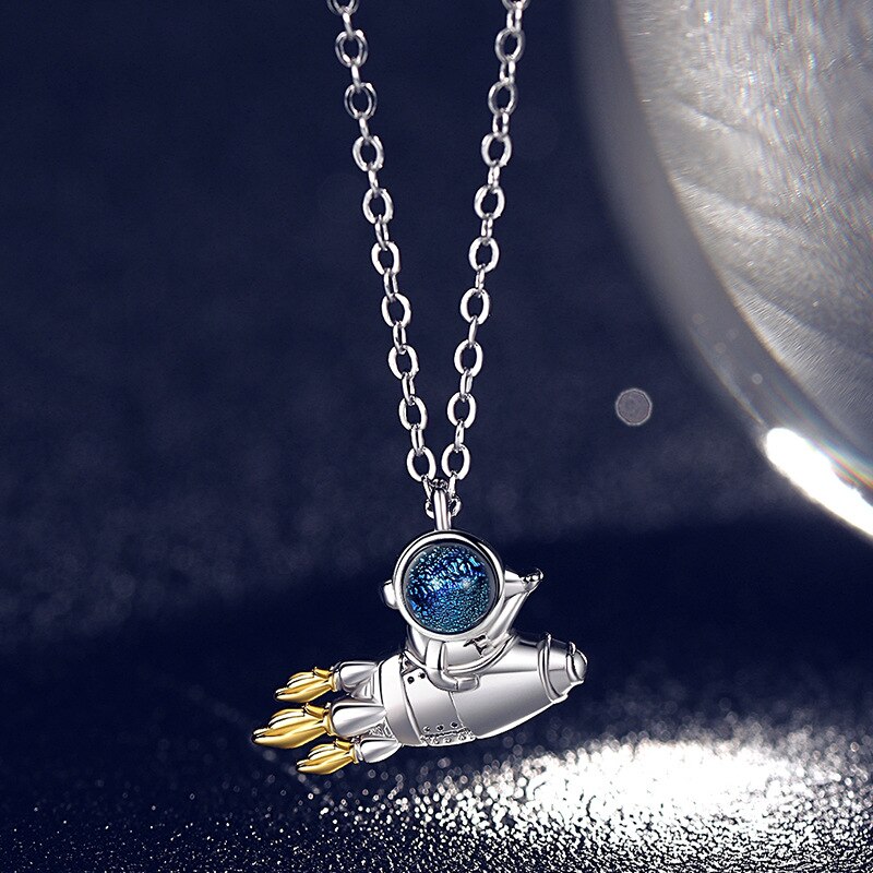 Spaceman Moon Couples Necklace Milky Way Space Pendant Necklaces Jewelry - MERGE.DAY.1.FREESTYLE