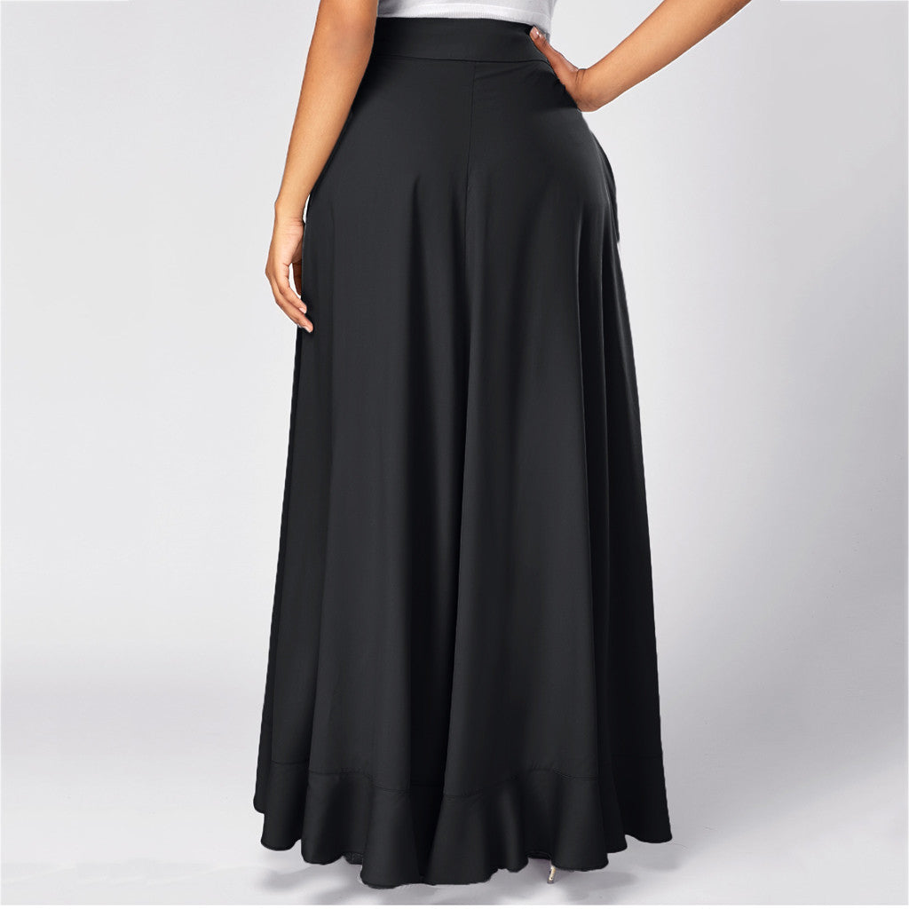 Women Pants Causal Ruffle Drawstring TrouserHigh Waist Loose Dancing Outfits Palazzo Skirt - MERGE.DAY.1.FREESTYLE