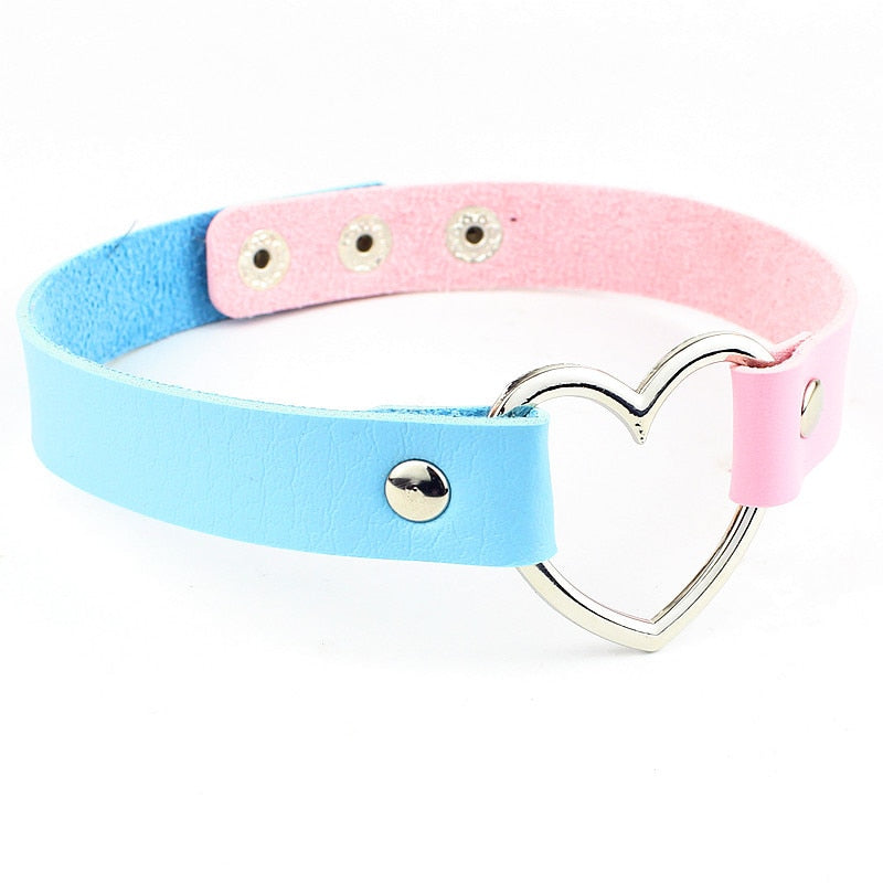 New Punk Gothic PU Leather Choker Chain Heart Buckle Collar Necklace - MERGE.DAY.1.FREESTYLE
