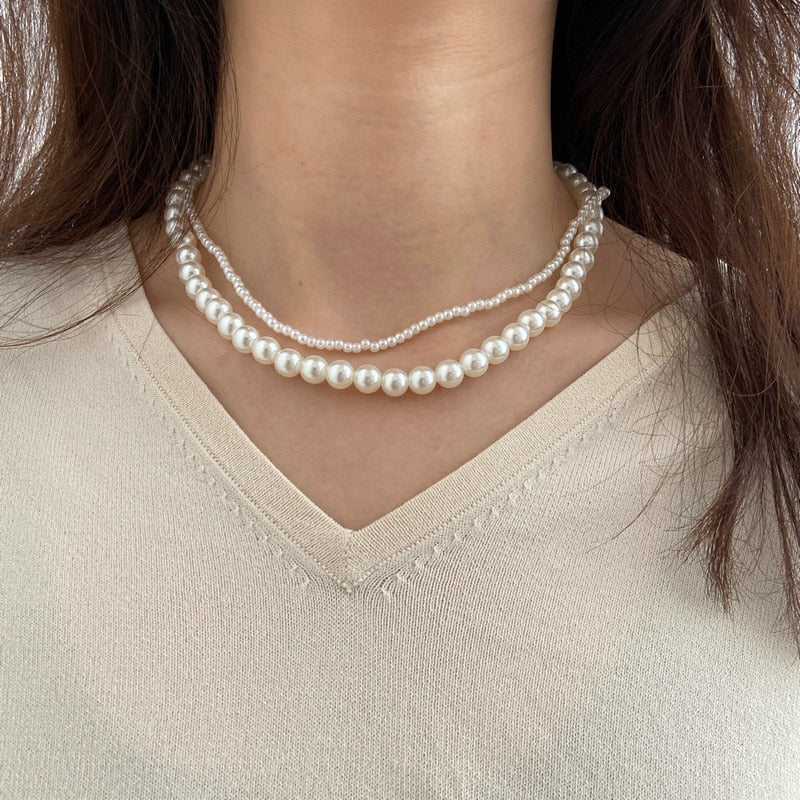 Trend Jewelry Wedding Big Pearl Necklace For Women Fashion White Imitation Pearl Choker - MERGE.DAY.1.FREESTYLE
