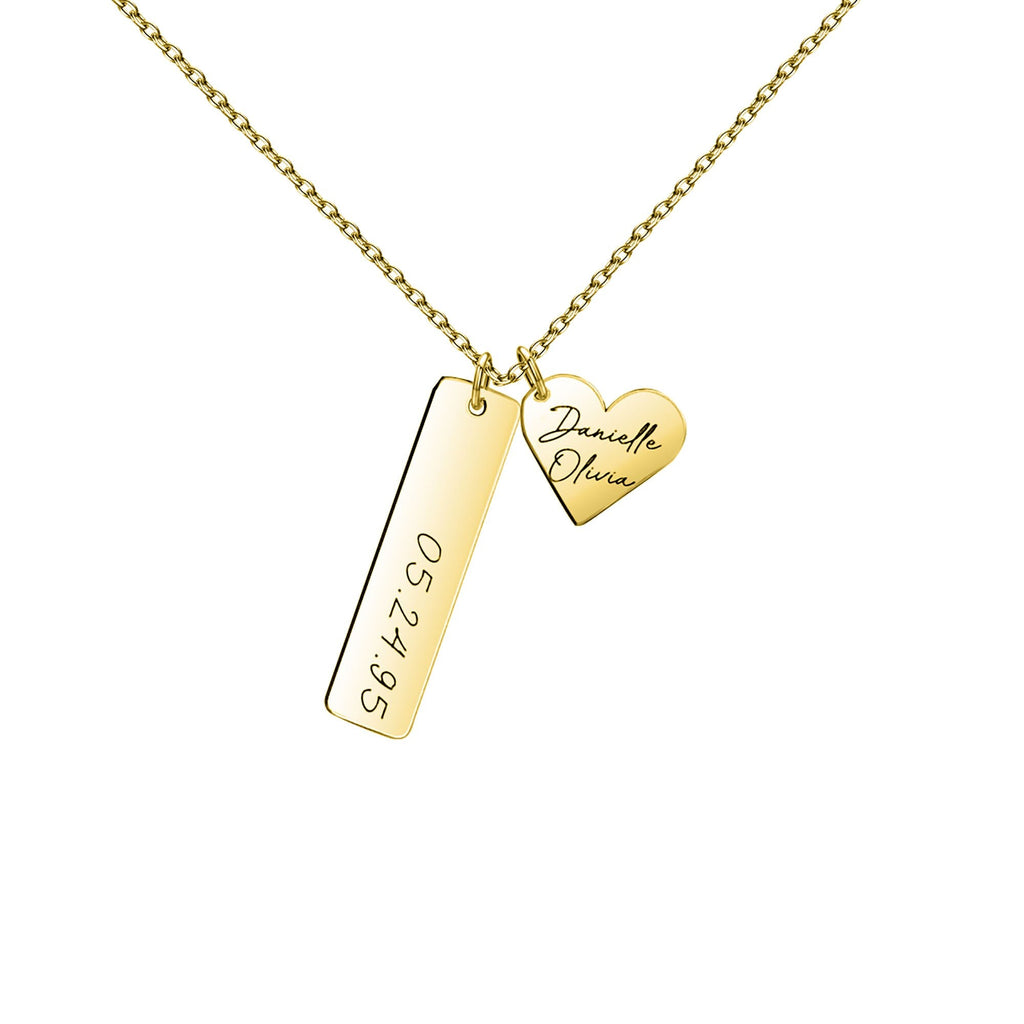 Heart-shaped Necklace Personalized Engraved Name Text Pendant - MERGE.DAY.1.FREESTYLE