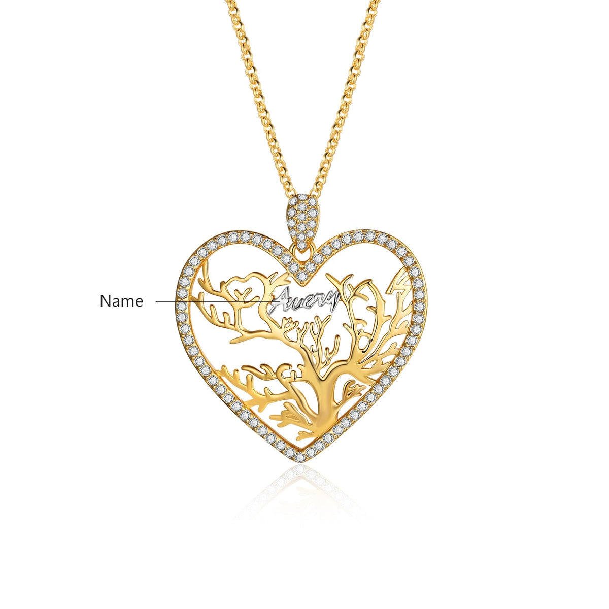 Multi-name Mixed Color Heart Necklace Family Tree of Life Nameplate Pendant - MERGE.DAY.1.FREESTYLE