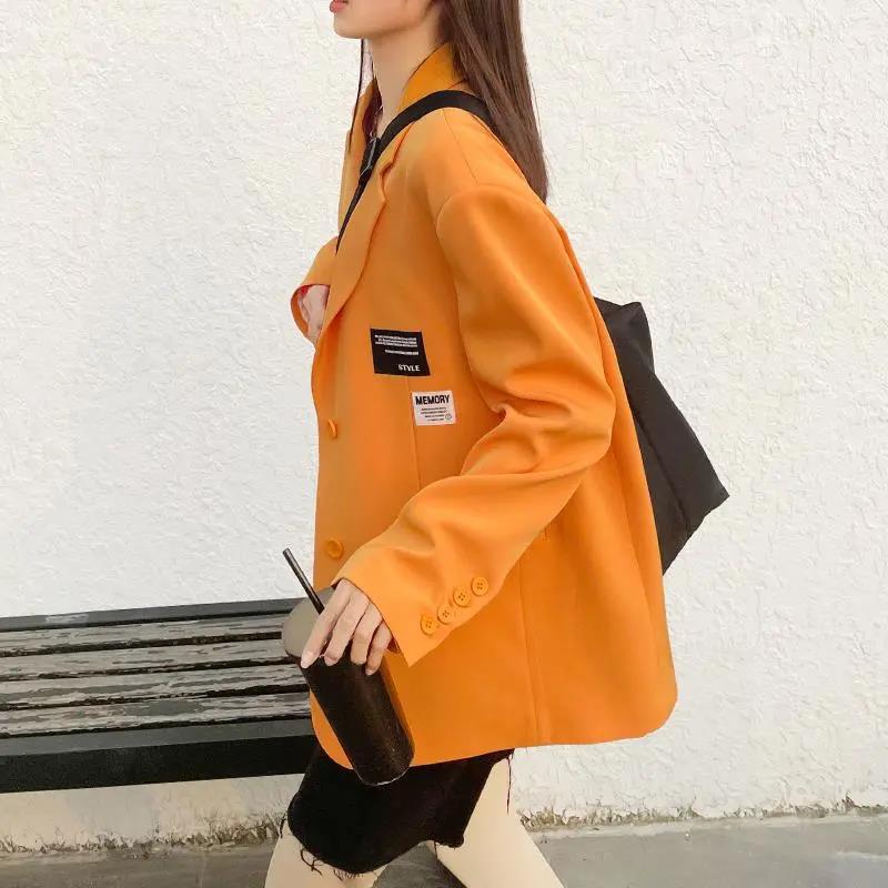Oversize Blazer Women Autumn Loose Wide Shoulder Suit Coats Casual Label Blazers Female - MERGE.DAY.1.FREESTYLE
