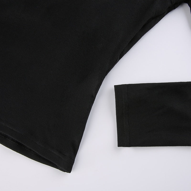 Patchwork Slim Tops Tee Long Sleeves Square Collar Retro Casual Tshirts - MERGE.DAY.1.FREESTYLE