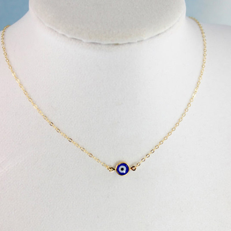 Turkish Evil Eye Pendant Choker Necklace Lucky Blue Evil Eyes Clavicle Chain Necklace - MERGE.DAY.1.FREESTYLE