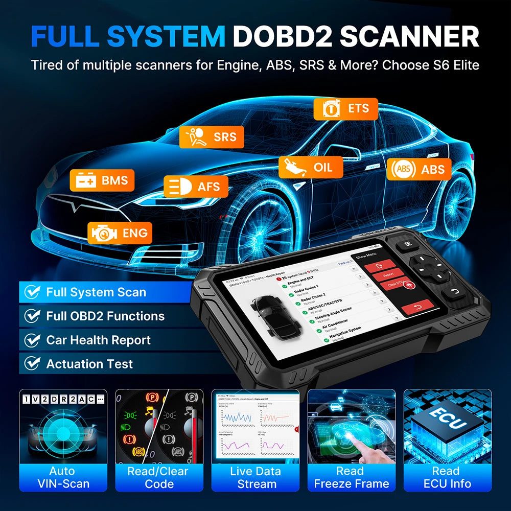 USA EU Warehouse Kingbolen S6 Elite Full System OBD2 Scanner Bi-directional Scan Tool Lifetime Free