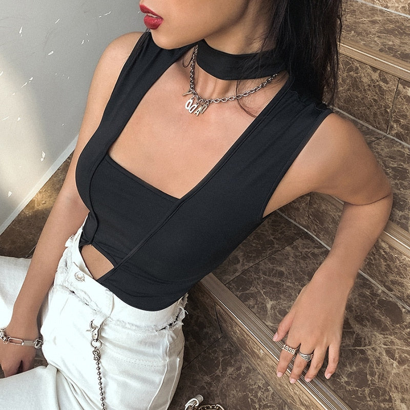 Sexy Hollow Women's Jumpsuit Round Neck Black Slim Fit All-match Thin Rompers Summer 2022 - MERGE.DAY.1.FREESTYLE