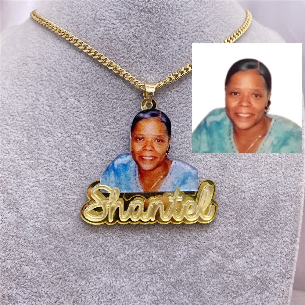 Custom Name Picture Necklace for Kids Personalized Acrylic Pendent Necklace Custome Memory Jewelry - MERGE.DAY.1.FREESTYLE