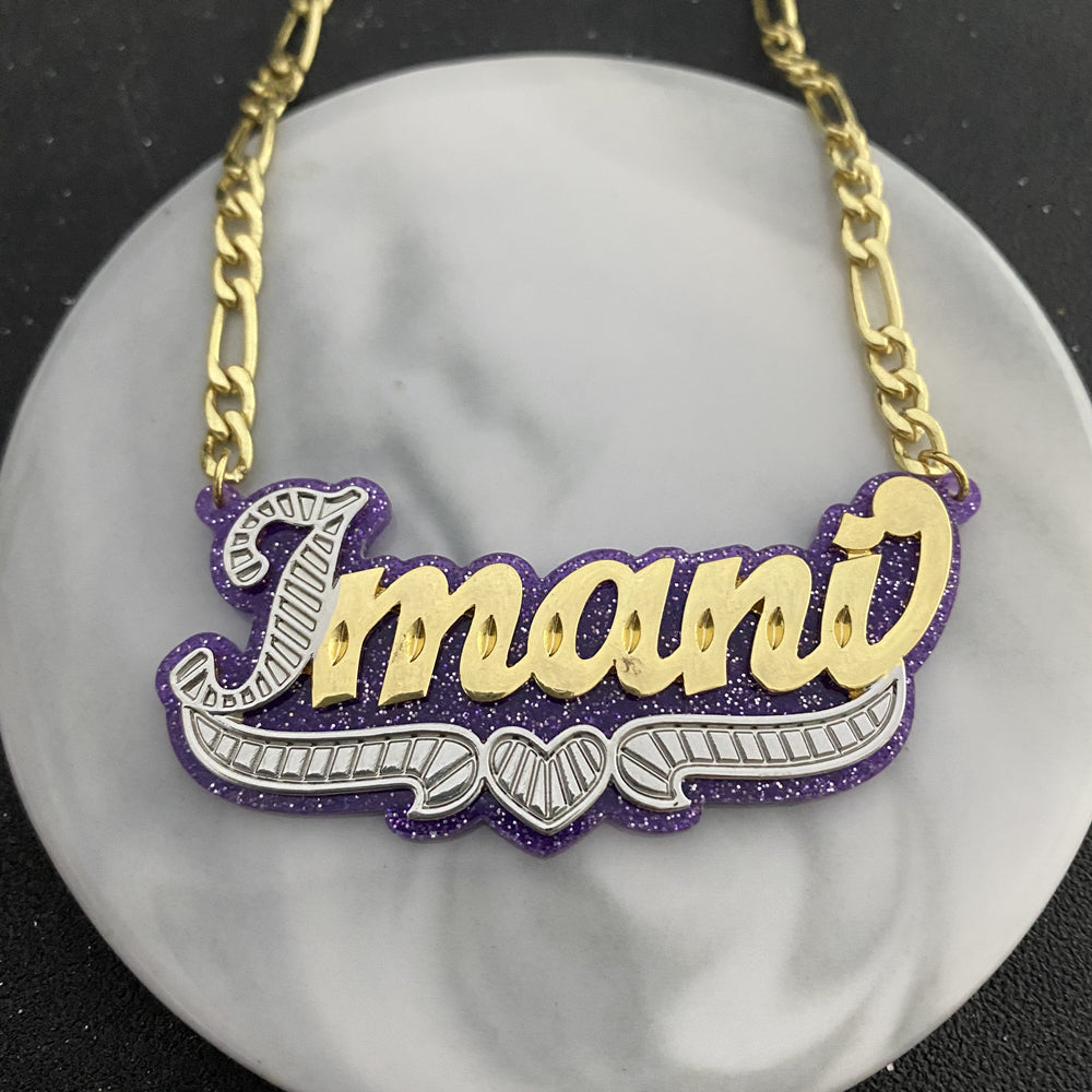 Custom Name Necklace Double Nameplate Acrylic Pendant Necklace Customized Name - MERGE.DAY.1.FREESTYLE