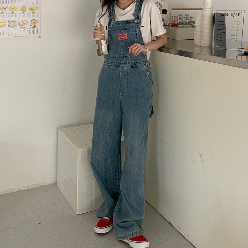 Casual Denim Jumpsuits Women Loose Overalls Baggy Wide Leg Rompers - MERGE.DAY.1.FREESTYLE