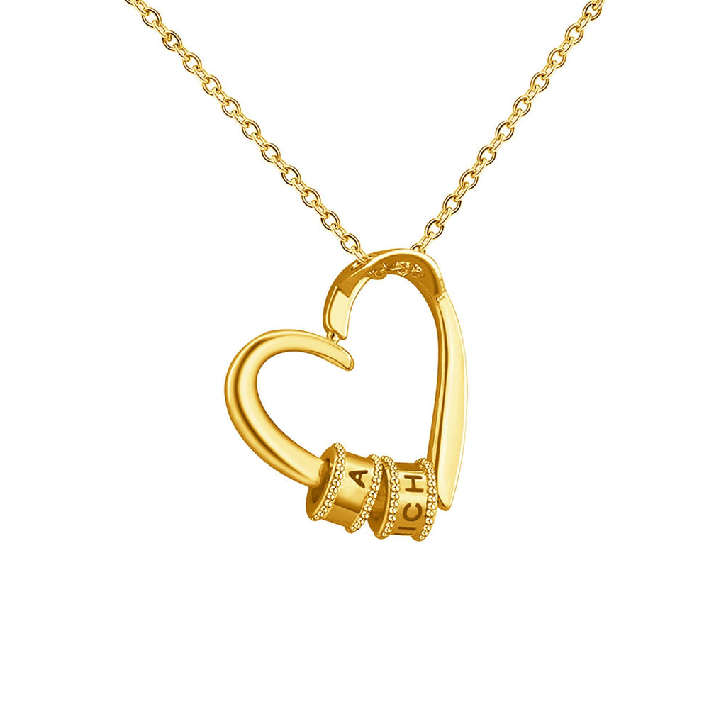 Personalized Heart-shaped Charming Gifts Pendant Jewelry With 1-3 Beads Engraved Name - MERGE.DAY.1.FREESTYLE