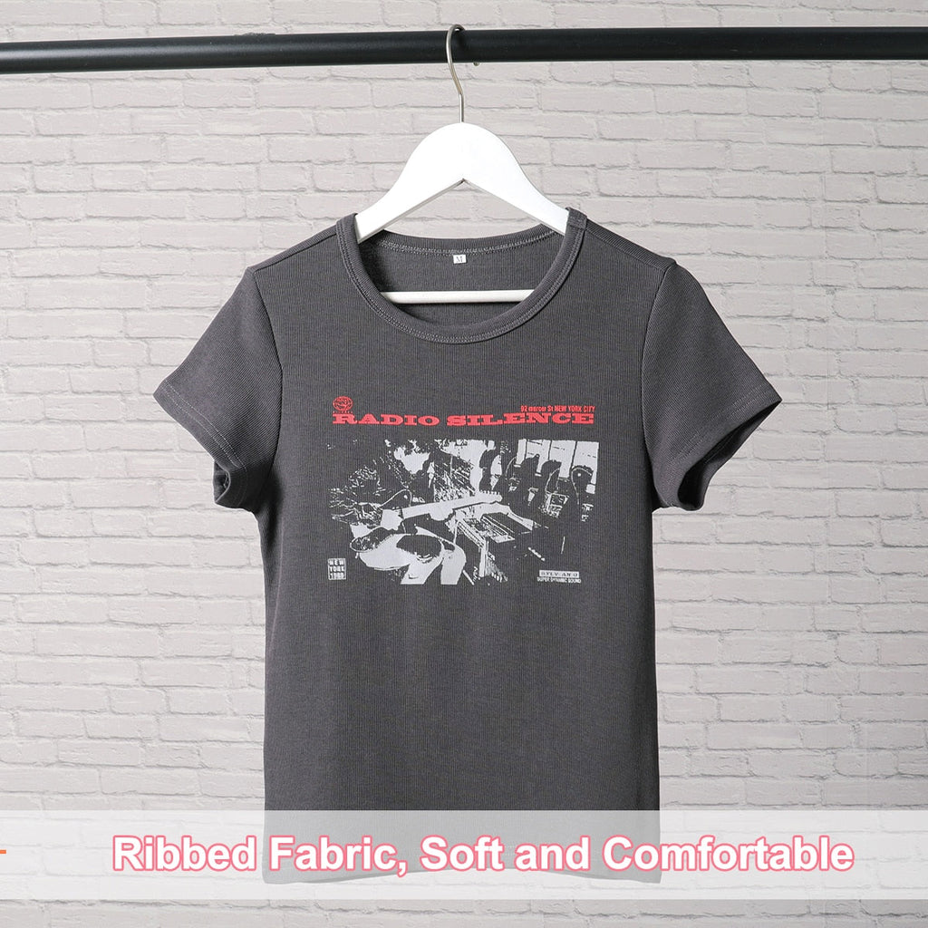Classic Rock Graphic T Shirt Women Summer Round Neck Short Sleeve Cotton T Shirt - MERGE.DAY.1.FREESTYLE