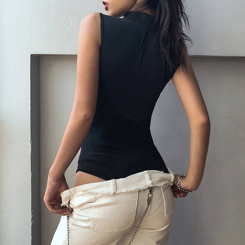 Sexy Hollow Women's Jumpsuit Round Neck Black Slim Fit All-match Thin Rompers Summer 2022 - MERGE.DAY.1.FREESTYLE