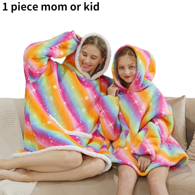 Printed Wearable Blanket Hoodie Fleece Warm Kids Sleepwear Hoody Sweatshirt - MERGE.DAY.1.FREESTYLE