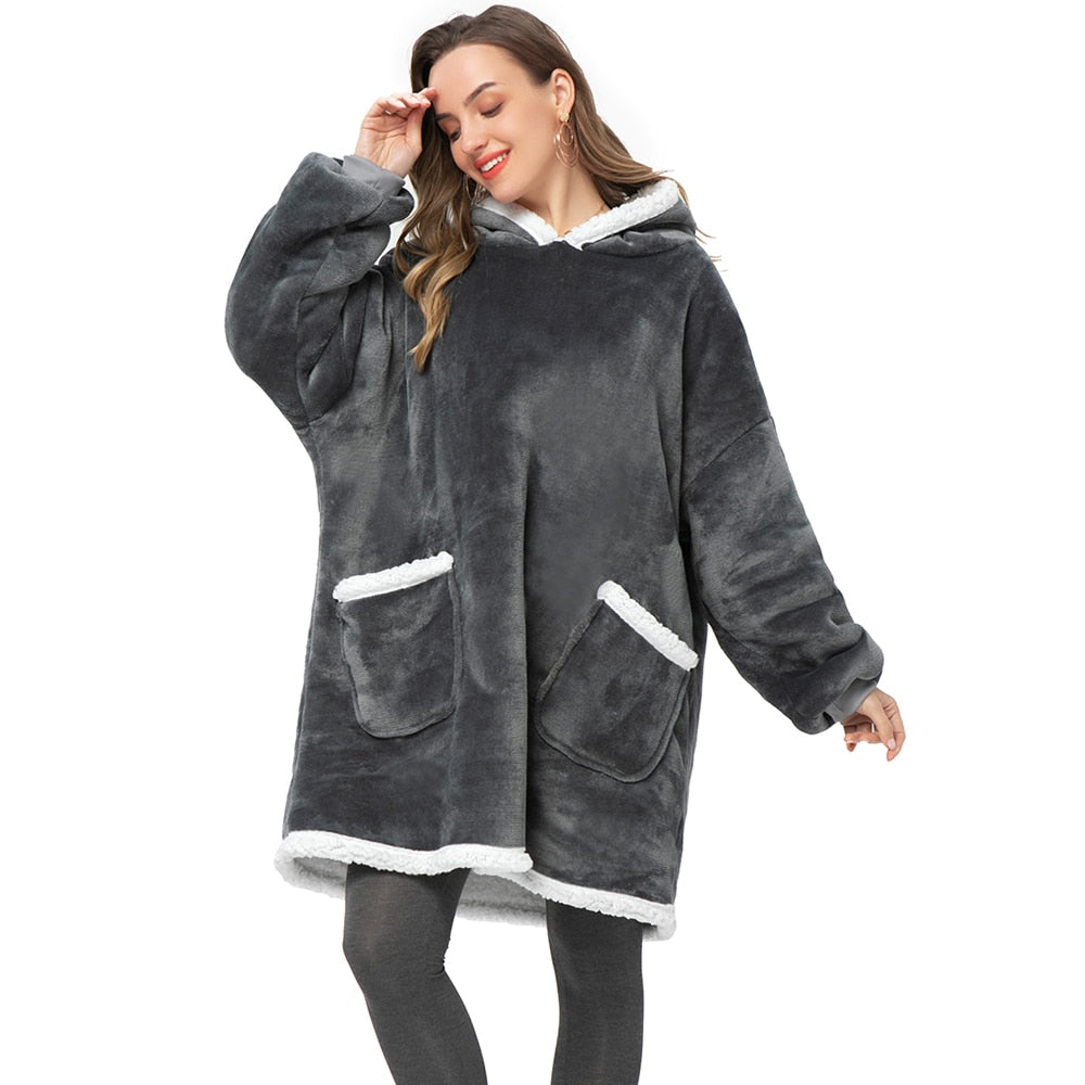 Winter Hoodies Fleece Giant TV Blanket With Sleeves Pullover - MERGE.DAY.1.FREESTYLE
