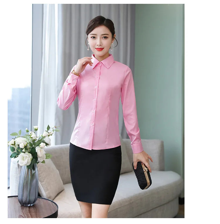 Polyester Cotton Shirts for Women Long Sleeve Blouse - MERGE.DAY.1.FREESTYLE