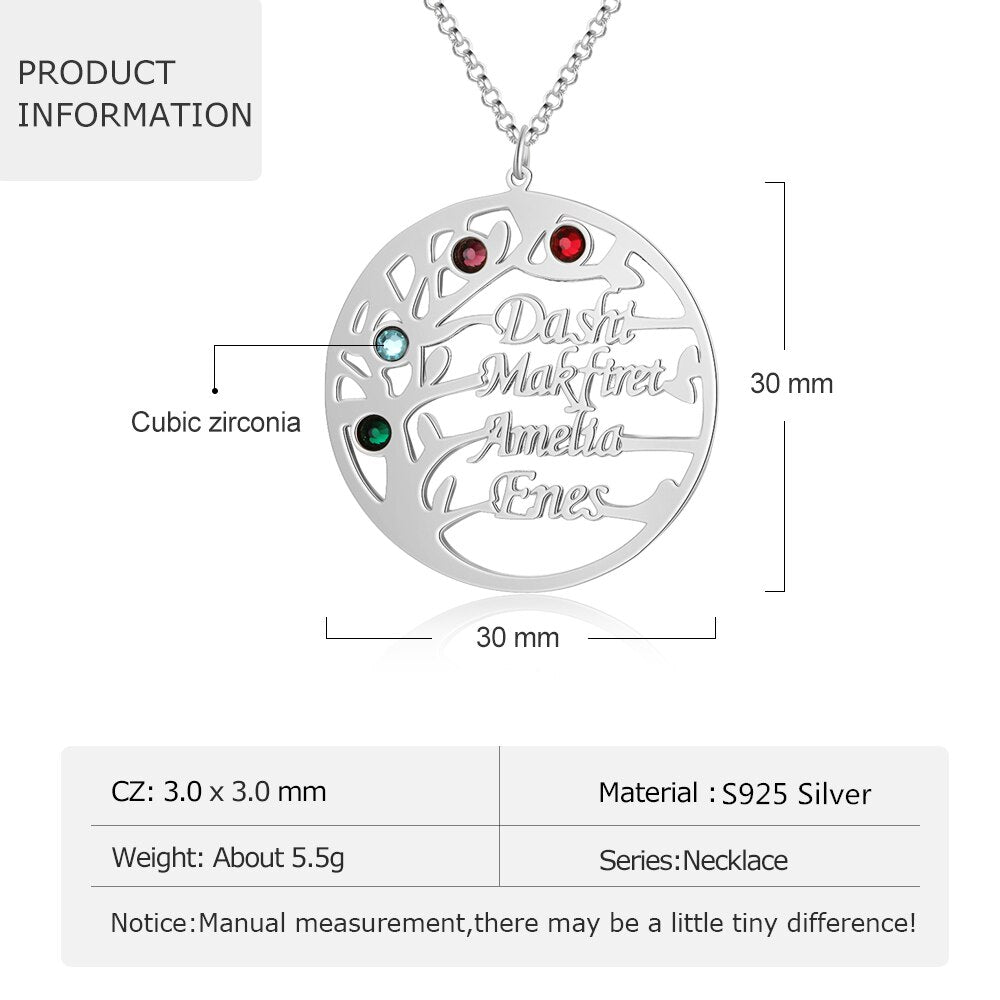 Customized Family Tree Necklace Sister Best Friend Nameplate Gift - MERGE.DAY.1.FREESTYLE
