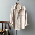 Loose Turn-down Collar Solid Female Shirts Tops Spring Summer Blouses - MERGE.DAY.1.FREESTYLE
