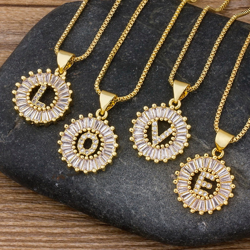 Initial Letter Necklace 26 Letters Charm Gold Name Necklace Pendant - MERGE.DAY.1.FREESTYLE