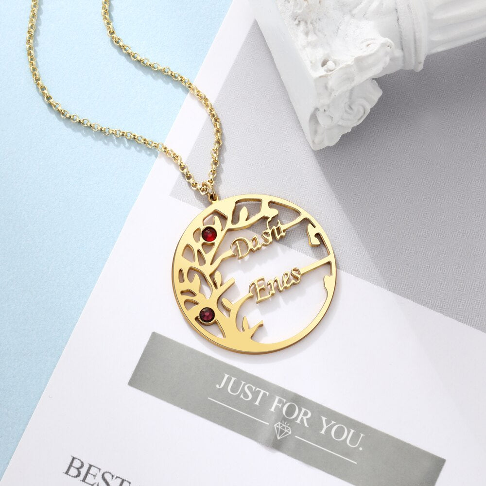 Customized Family Tree Necklace Sister Best Friend Nameplate Gift - MERGE.DAY.1.FREESTYLE