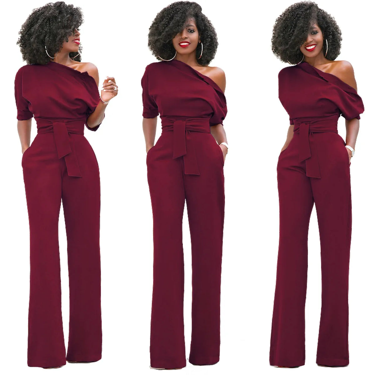 Hot Sale Professional Women's Fashion Solid Color Asymmetrical One-piece Jumpsuits