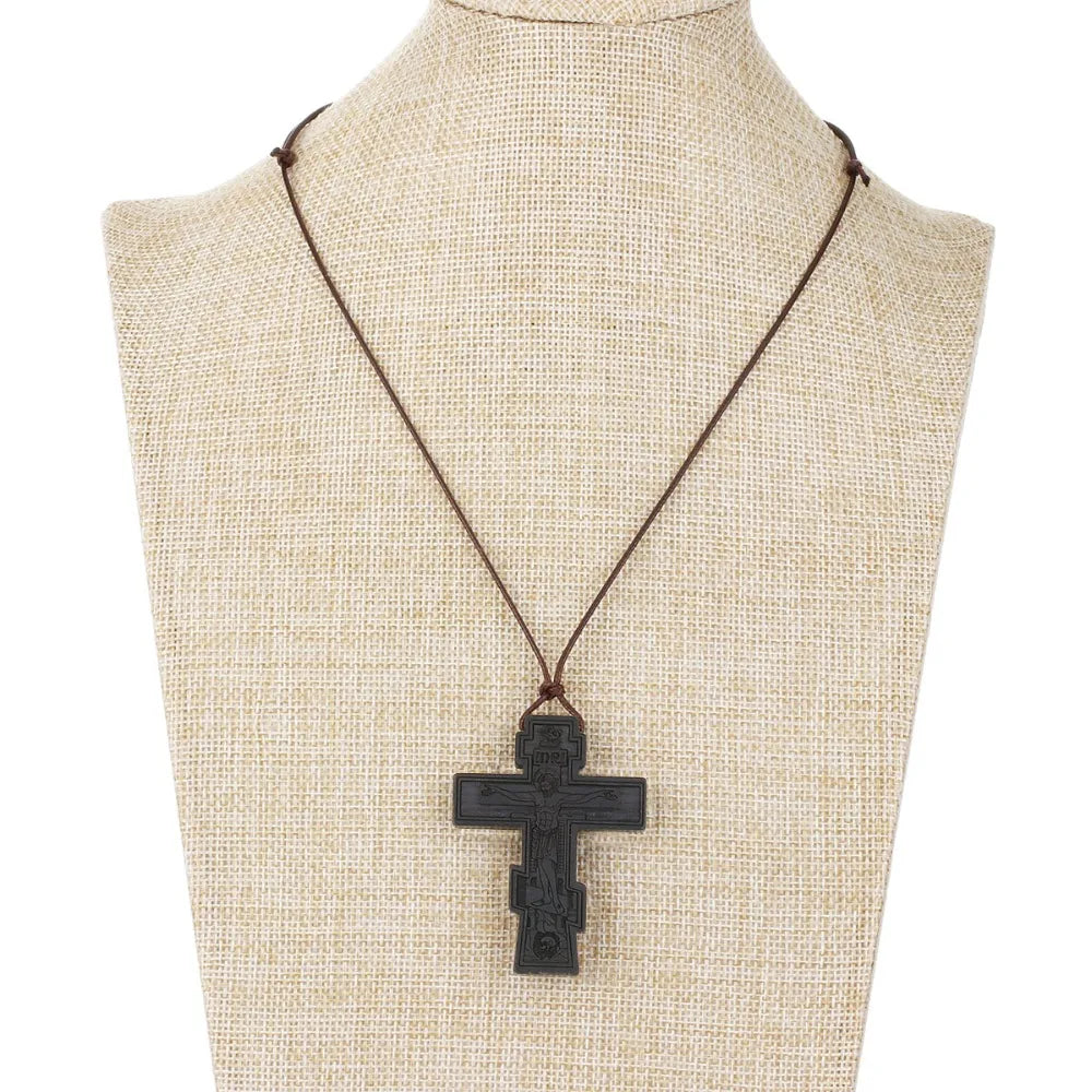 INRI red and black wood cross necklace rope chain religious - MERGE.DAY.1.FREESTYLE