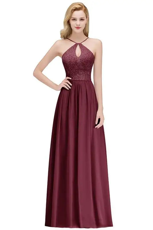 Sexy Backless Spaghetti Straps Halter Neck Lace Evening Dresses - MERGE.DAY.1.FREESTYLE